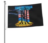 Drapeau Avec Œillets Drapeaux Ce Vétéran Se Tient Aux Côtés De L'Ukraine Décoratifs Bannière Extérieure Pour Extérieur Jardin Anniversaire 90X150Cm