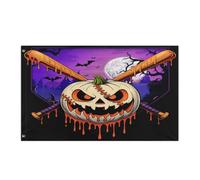 Drapeau Avec Œillets Drapeaux Citrouille Halloween Baseball Crème Glacée Goutte Effrayante Garçons Jeunesse Renforcé Suspendus Fanion Pour Manif Événements Jardin 90X150Cm