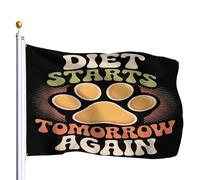 Drapeau Avec Œillets Drapeaux Le Régime Recommence Demain - Citation De Motivation Amusante Décoratifs Bruant Pour Fête Décorations Jardin 90X150Cm