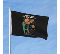 Drapeau Avec Œillets Drapeaux Ovni Extraterrestre Avec Let'S Go To The Moon Résistants Aux Intempéries Suspendus Fanion Pour Jardin Célébration Intérieur 90X150Cm