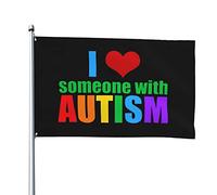 Drapeau Avec Œillets Drapeaux Sensibilisation À L'Autisme J'Aime Quelqu'Un Qui Est Autiste Décoratifs Suspendus Fanion Pour Fête Décorations Manif 90X150Cm