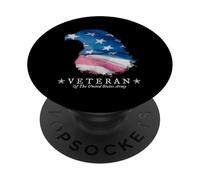 Drapeau avec tête d'aigle de l'armée des États-Unis PopSockets PopGrip Adhésif