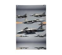 Drapeau avions de chasse aux couleurs vives 61 x 91 cm pour l'extérieur Drapeaux Bannières avec œillets Polyester de qualité supérieure