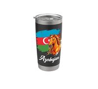 Drapeau Azerbaïdjan Cheval Patriotisme équestre Gobelet isotherme en acier inoxydable double paroi