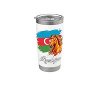 Drapeau Azerbaïdjan Cheval Patriotisme équestre Gobelet isotherme en acier inoxydable double paroi