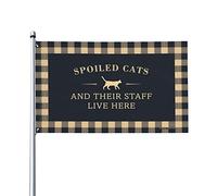 Drapeau « Bar For Man Cave Spoiled Cats And Their Staff Live Here » - Drapeau de jardin cool - Décoration d'intérieur pour homme (152 x 244 cm)