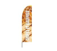 Drapeau - beach-flag - bannière - voile publicitaire - oriflamme aile d'avion -Crêpes et gauffres- taille S (55 * 200 cm)-Mat 2.4 m (Sans pied)