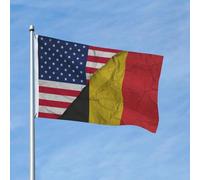 Drapeau belge plié de l'Amérique, bannière de 90 x 150 cm, en polyester, double face, pour jardin, extérieur, maison, cour, festival, décoration