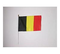 Drapeau Belgique 45x30cm HAMPE blanche - LOT DE 10 Drapeaux belge 30 x 45 cm - AZ FLAG