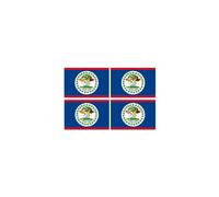 Drapeau Belize - 4 Stickers - 9.5 X 6.3 Cm - Sticker/Autocollant