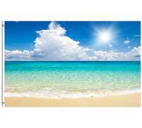 Drapeau Belle Plage Tropicale Mer Soleil Bord De Mer Nuage Bleu Été Bannière De Drapeaux Lavable Couleurs Resistant Exterieur Bannière À Œillets, Pour Les Bureaux, Balcon, Les Défilés, 90x150cm