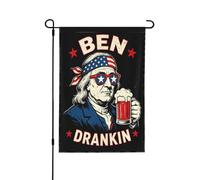 Drapeau Ben Franklin (mème Benjamin Franklin) - Drapeau de jardin du 4 juillet - 30 x 45 cm - Bannière double