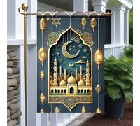 Drapeau Bénédiction Du Ramadan Drapeaux Double Face Durable 30X45Cm Drapeau De Jardin Pour Vacances Plage