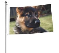 Drapeau berger allemand chiot 61 x 91 cm imprimé double face Drapeau de jardin drapeau de cour pour l'extérieur Drapeaux de vacances Bannière cadeau avec œillets Toile de fond photo pour décoration