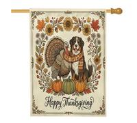 Drapeau bernois pour maison de chien de montagne bernois 71,1 x 101,6 cm double face pour décoration extérieure, drapeau vintage en toile de Turquie d'automne pour la maison, motif cool pour