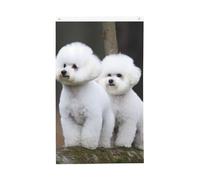 Drapeau bichon frisé de 9,6 x 1,5 m - Drapeau de jardin vertical double face - Drapeau d'extérieur - Drapeau de maison - Bannière amusante - Décoration de la maison - Drapeaux de jardin à suspendre au