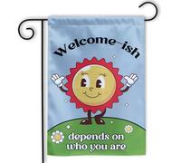 Drapeau Bienvenue ça dépend de qui vous êtes. Patio 30x45cm | pelouse drapeaux Durable extérieur drapeaux pour fête intérieure Chambre à Coucher