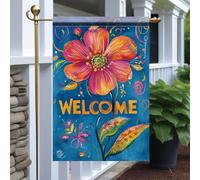 Drapeau Bienvenue Chez Bright Flower Art Design Drapeau Militaire Traditionnel Renforcé Avec Bannière, Pour D'Intérieur, Les Défilés, Les Bureaux, 30x45cm