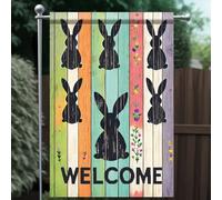 Drapeau Bienvenue Chez Les Lapins Drapeaux Double Face Durable 30X45Cm Drapeau De Jardin Pour Vacances Plage