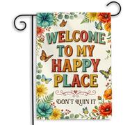 Drapeau Bienvenue dans mon havre de paix Don Drapeau De Jardin Festival | Décoration 30x45cm pelouse drapeaux Décoration extérieur drapeaux pour Maison intérieure Jardin