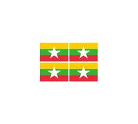 Drapeau Birmanie - 4 Stickers 9,5x6,3cm - Sticker/Autocollant