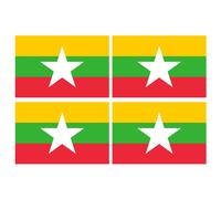 Drapeau Birmanie - 4 Stickers 9,5x6,3cm - Sticker/Autocollant