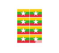 Drapeau Birmanie - 8 Stickers 9,5x6,3cm - Sticker/Autocollant