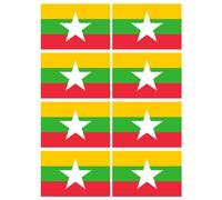 Drapeau Birmanie - 8 Stickers 9,5x6,3cm - Sticker/Autocollant