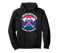 Drapeau Bisexuel I Swing Both Ways Hache Funny Bi Pride Drapeau LGBTQ Hommes Sweat à Capuche