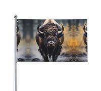 Drapeau bison d'Amérique du Nord. Imprimé sur un seul côté, 0,9 x 1,5 m, léger et fluide, adapté pour une utilisation en intérieur et en extérieur.
