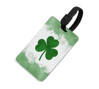 Drapeau blanc et vert avec trèfle étiquette de bagage sac de voyage valise bagages étiquettes nom