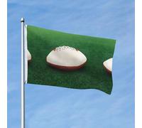 Drapeau blanc imprimé ballon de rugby (91,4 x 152,4 cm) - Idéal pour jardin, cour et décorations de vacances