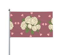 Drapeau blanc rose de l'amour. Imprimé sur un seul côté, 0,9 x 1,5 m, léger et fluide, adapté pour une utilisation en intérieur et en extérieur.