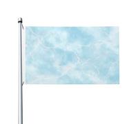 Drapeau bleu clair en marbre avec veines blanches, 91 x 152 cm, bannière de vœux avec œillets, décoration d'intérieur ou d'extérieur
