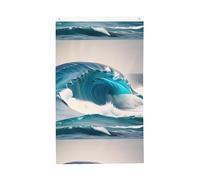 Drapeau bleu dessin animé vague de mer 0,9 x 1,5 m. Impression double face, tissu vertical, 100 % polyester, couleurs vives et durables.