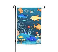 Drapeau bleu du monde sous-marin de 30,5 x 45,7 cm. Décoration extérieure double face lumineuse apporte un peu de plaisir à votre jardin.