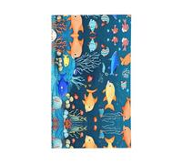 Drapeau bleu du monde sous-marin des poissons. Drapeau décoratif d'extérieur 0,9 x 1,5 m, bannière verticale en polyester