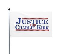 Drapeau bleu rouge « Justice pour Charlie Kirk » 3 x 5 pieds avec 2 œillets métalliques sans mât