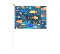 Drapeau bleu sous-marin en dix pièces imprimé double face 14 x 20,8 cm, adapté pour les activités d'équipe encourageant
