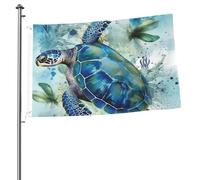 Drapeau bleu tortue de mer 61 x 0,9 m avec impression double face pour l'extérieur, les vacances, bannière cadeau avec œillets, toile de fond pour photo pour décoration intérieure et extérieure