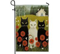 Drapeau Bohème Abstrait Chat Ferme Botanique Fleur Arbre Vert Blanc Noir Rouge Lin 30X45Cm Drapeaux De Maison Imprimé Décoratif Décoration Bannière Pour Porte Anniversaires Accessoires
