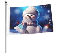Drapeau bonhomme de neige « Merry Christmas » - 61 x 90 cm - Impression double face - Drapeau de jardin pour l'extérieur - Bannière cadeau avec œillets - Toile de fond pour photo pour décoration