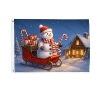 Drapeau bonhomme de neige pour extérieur, traîneau festif de Noël, canne à sucre d'orge, bannière décorative d'extérieur résistante à la décoloration pour jardin, entrée, maison, terrasse, camping