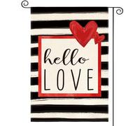 Drapeau Bonjour L'Amour Imperméable Drapeau De Jardin Amusant Bannière Pour Maison Extérieure Ferme 12X18 Inch