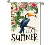 Drapeau Bonjour L'Été, Oiseau Toucan Drapeau Pirate Couleurs Vives Bannière, Pour D'Intérieur, Les Bureaux, Les Défilés, 30x45cm