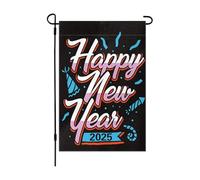 Drapeau Bonne Année - Panneaux de fête de Noël d'hiver Drapeaux décoratifs double face | 30,5 x 45,7 cm Grand de champagne étoiles, jardin, cour pour l'extérieur, pour 2025