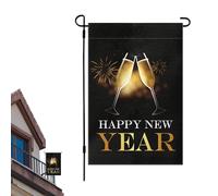 Drapeau Bonne Année - Panneaux de fête de Noël d'hiver Drapeaux décoratifs double face | 30,5 x 45,7 cm Grand de champagne étoiles, jardin, cour pour l'extérieur, pour 2025