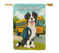 Drapeau Border Collie pour maison, bus scolaire, 71,1 x 101,6 cm, double face pour décoration extérieure, chiot amusant pour la rentrée scolaire, drapeau de maison, drapeau pour animaux de compagnie