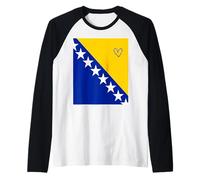 Drapeau Bosnie-Herzégovine Bosnie-Herzégovine Cœur Fier Patrimoine Manche Raglan