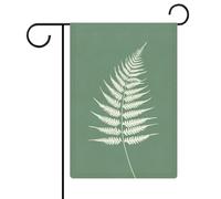 Drapeau botanique minimaliste vert sauge feuille de fougère de jardin saisonnier vacances toile de jute double face maison cour drapeaux extérieurs 30,5 x 45,7 cm